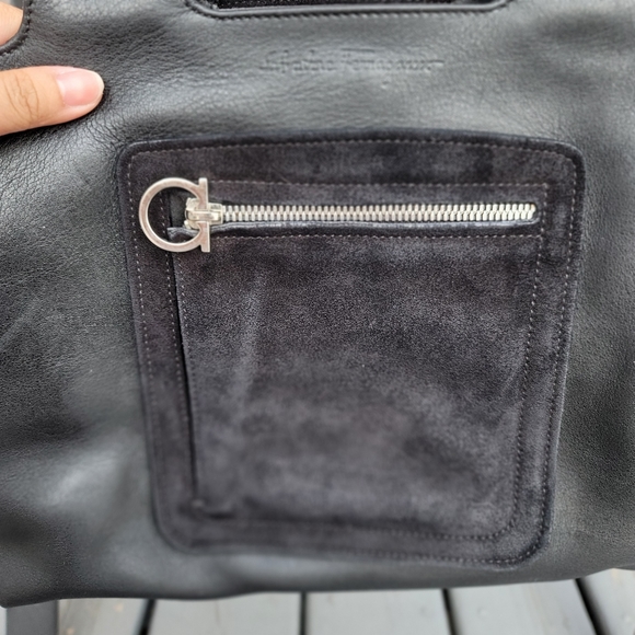 Salvatore Ferragamo Black Leather Suede Bag - Picture 12 of 16